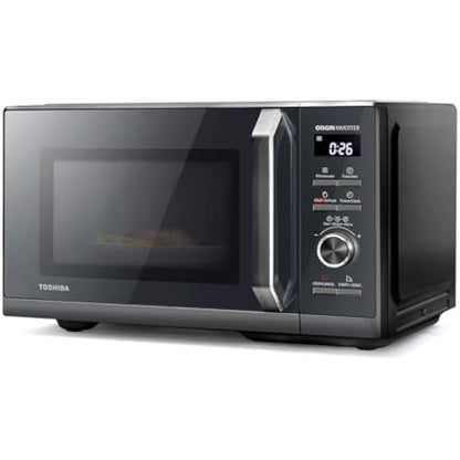 Toshiba 25L Solo 900W Microwave Oven in a Stunning Sleek Morandi Grey Colour. With Origin Inverter, Chef Defrost, 10 Power Levels, 7 Auto Menus, Easy Clean, MW3-AM25PFI(MG)