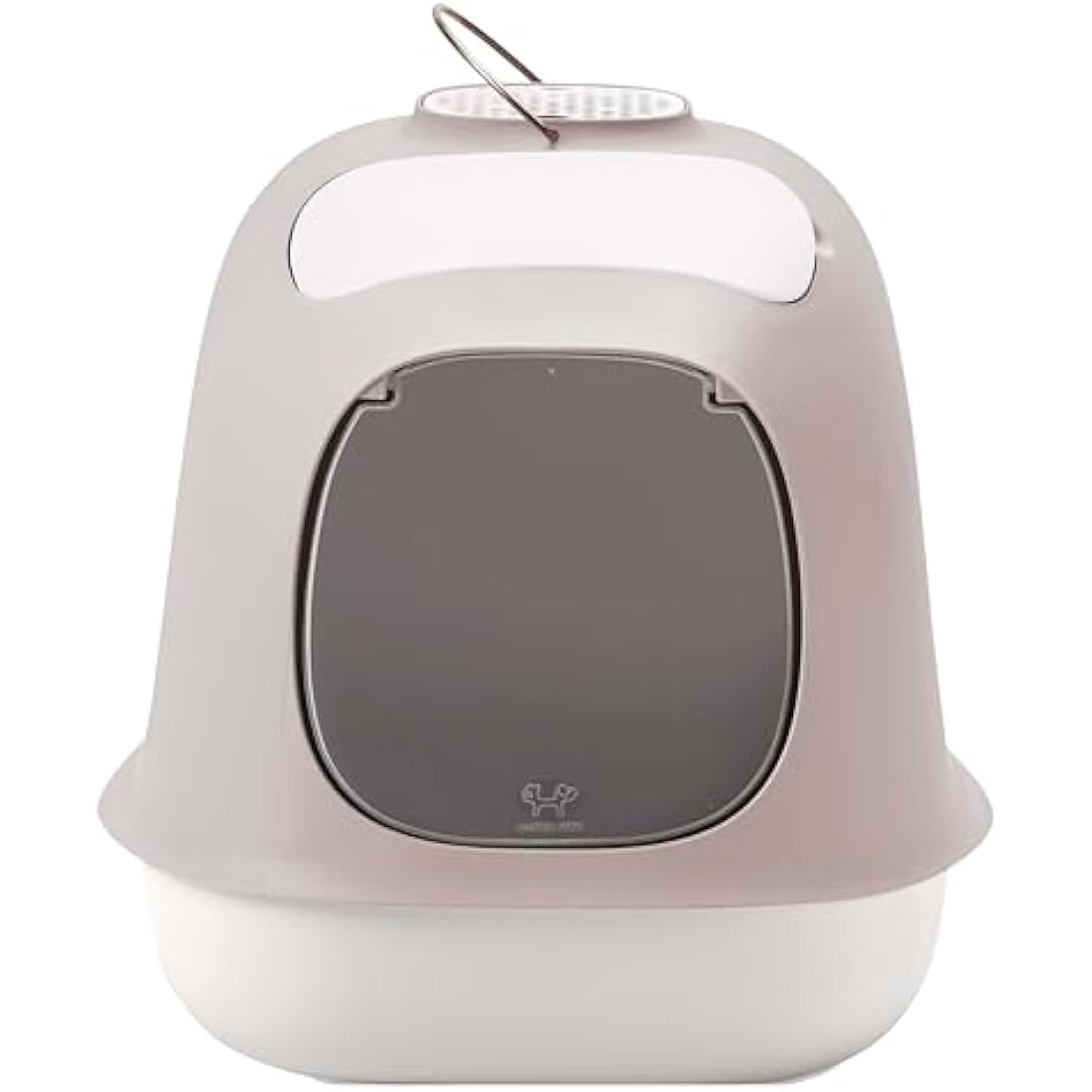 UNITED PETS Minù Katzentoilette/Katzentoilette, Design, Made in Italy, with Schaufel and Filter, White with Taupe-Grey Accent, Closed Hygienic Cat Litter Box