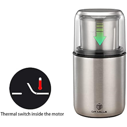 DR MILLS DM-7452 Electric Dried Spice and Coffee Grinder, Grinder and Chopper,Detachable Cup, Dishwasher Safe, Blade & Cup Made with SUS304 Stainless Steel