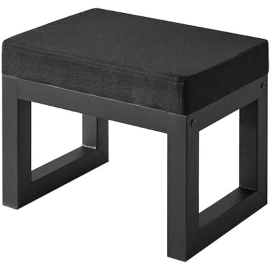 IBUYKE Small Foot Stool with Padded Seat, Pouffe Stool Change Shoe Footrest, Ottoman Footrest Extra Seating for Entryway for Living Room Bedroom,Black WBD001B