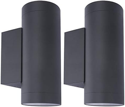 Klighten 2 pcs Outdoor Wall Lights IP65, Up Down Outside Lights, Exterior Lighting Aluminum Modern Wall Lamp for Garden Entrance Terraces, Socket GU10, Bulb not Included, Anthracite