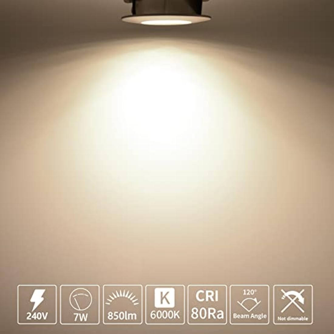 HiBay 6X 7W LED Downlights Recessed Spotlights Ceiling Lights IP44 Bathroom Spot Light Brushed Chrome Downlight Ultra Slim Downlighters Cool White 6000K 240V