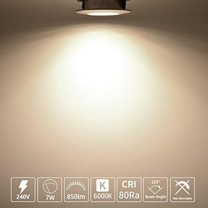 HiBay 6X 7W LED Downlights Recessed Spotlights Ceiling Lights IP44 Bathroom Spot Light Brushed Chrome Downlight Ultra Slim Downlighters Cool White 6000K 240V