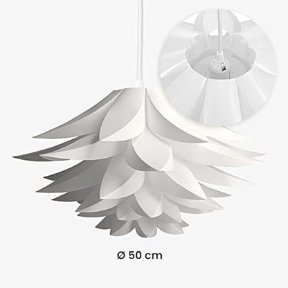 kwmobile Puzzle Pendant Lamp Shade - Lotus Flower DIY Jigsaw Lampshade Kit - for Hanging Ceiling Light or Floor Lamp - Diameter 20" (50cm) - White