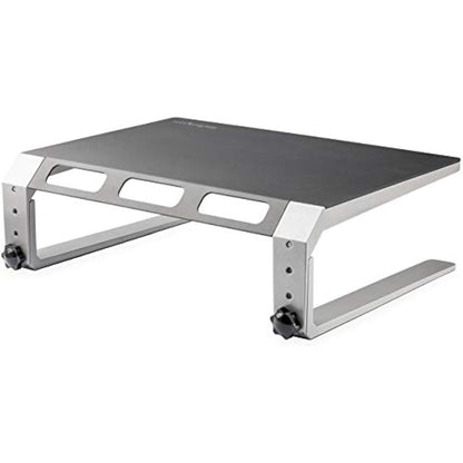 StarTech.com Monitor Riser Stand - For up to 32" Monitor - Height Adjustable - Computer Monitor Riser - Steel and Aluminum (MONSTND) , Black & Silver