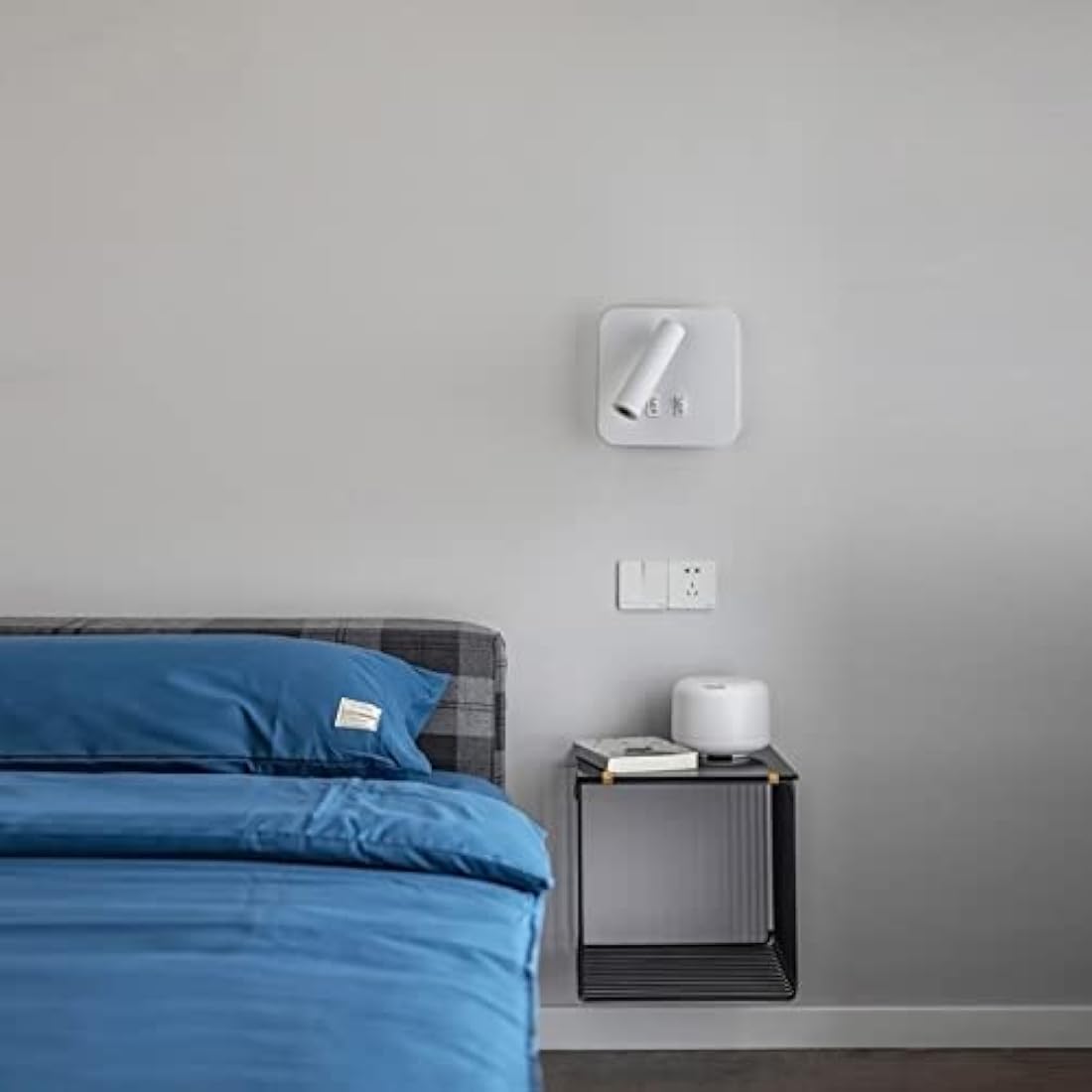 uksunvi LED Wall Mounted Lamp,Bedside Reading Wall Light,12W LED Wall Lamp, Adjustable Spotlight （3W +9W 3000K Warm Light） (White Square)