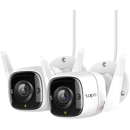 Tapo C310P2 2-Pack 2K Security Camera Outdoor Wired, Outdoor Camera No Monthly Fee, AI Detection, Advanced Night Vision, Two-Way Talk, IP66 Weatherproof, Works with Alexa & Google