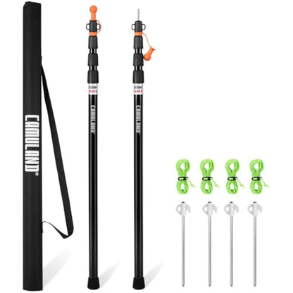 CAMULAND Heavy Duty Tent Poles Set of 2, 34.5” - 110.2” Aluminum Tent Poles for Adjustable, Portable Replacement Telescoping Tent Poles for Camping, Hammock and Awning-4 Section