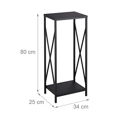 Relaxdays Firewood Storage Stand, Logs Rack for Indoors, Powder-Coated Metal, Wood Shelf, HWD: 80 x 34 x 25 cm, Black, Steel