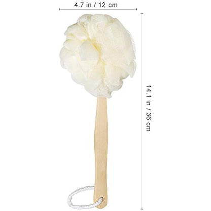 Healifty Body Scrubber for Shower with Wooden Long Handle Loofah, Body Shower Brush Back Scrubber, Loofah Sponge for Use in Shower and Bath, Exfoliate Dead Skin for Women, Men, Seniors