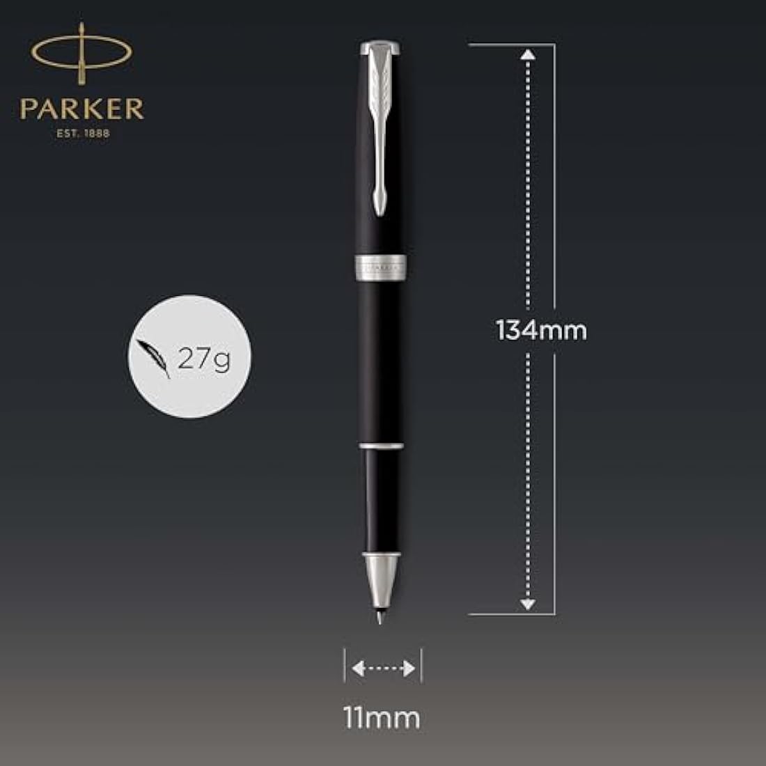 Parker Sonnet Rollerball Pen | Matte Black Lacquer with Palladium Trim | Fine Point Black Ink | Gift Box