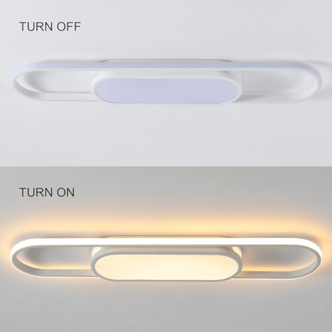 Oninio LED Modern Dimmable Ceiling Light with Remote Control - Linear Flat Ceiling Lamp for Living Room, Kitchen, Dining Room, Bedroom (White) 31.49in