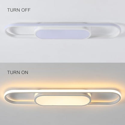 Oninio LED Modern Dimmable Ceiling Light with Remote Control - Linear Flat Ceiling Lamp for Living Room, Kitchen, Dining Room, Bedroom (White) 31.49in