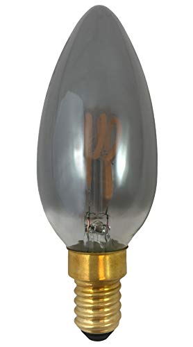 greenandco E14 C35 LED Vintage Filament Bulb Silver Grey 2W 70lm 1800K Extra Warm White 360 230V, no Flicker, not dimmable, 10-Pack
