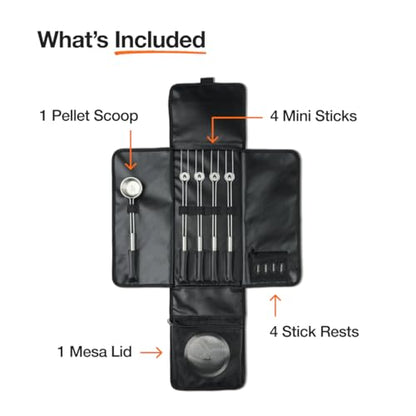 Solo Stove Mesa Accessory Pack XL | Incl. 4 Stainless Steel Mini Sticks + Stick rests, Pellet Scoop, Mesa XL Lid, Carry Case, Accessories for Outdoor