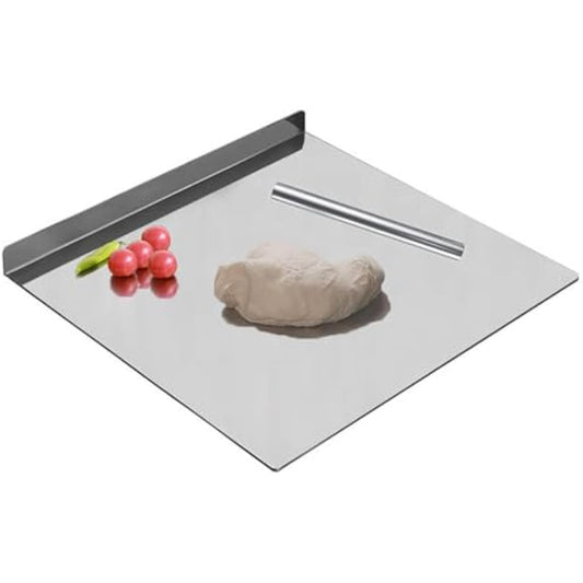 Stainless Steel Cutting Board 80 x 50cm Large Chopping Board Pastry Board Worktop with Rolling Pin, Kitchen Cutting Mat for Kneading Pastry Meat Vegetables Bread