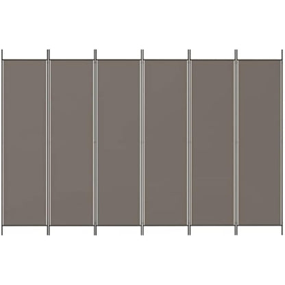 vidaXL 6-Panel Room Divider - Versatile And Durable Foldable Partition - Ideal for Privacy, Blocking Sunlight or Decor - Anthracite Fabric and Iron - 300x200 cm