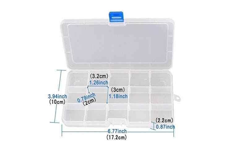 Ardisle 3 Pack 15 Cell Clear Plastic Storage Organiser Compartment Craft Bead Box Case Nail Art Gem Bits Small Screws Seperator Split Shot Unit Box