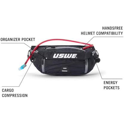 USWE Zulo Hydration Hip Pack - with Organizer and Side Pockets, Bounce Free Hip Belt (6L, Yellow)