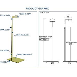 2 Pack Gold Purses Single Hook Handbag Rack Adjustable Height Display Stand Rack (Large arc)