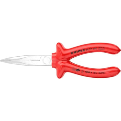 Knipex Snipe Nose Side Cutting Pliers (Stork Beak Pliers) chrome-plated, with dipped insulation, VDE-tested 200 mm 26 27 200