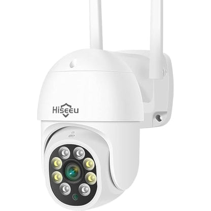 【2K+Auto Tracking】Security Camera Outdoor with Color Night Vision,Hiseeu 3MP PTZ Digital Zoom Wifi Security Camera 360° View CCTV Camera with 2-Way Audio,Auto Cruise,Remote Access,IP66 Waterproof