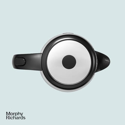 Morphy Richards Equip Kettle, 1.7L, 3Kw Rapid boil, Removeable Limescale Filter, Easy View Water Gauge, Stainless Steel Case, Black, 102783