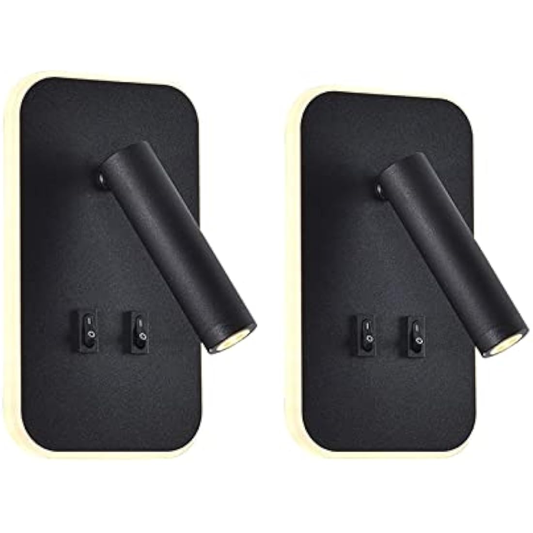 uksunvi LED Wall Mounted Lamp,Bedside Reading Wall Light,12W LED Wall Lamp, Adjustable Spotlight （3W +9W 3000K Warm Light） (2PCS Black Rectangular)