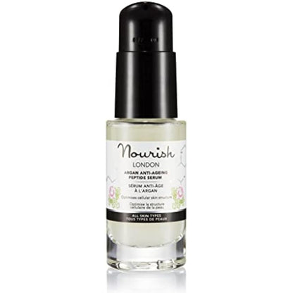 Nourish Argan & Kale Anti-Ageing Peptide Serum 30 ml | Anti-Ageing Face Serum | Contains Peptides & Hyaluronic Acid | Collagen Boosting | 100% Vegan | Cruelty-Free