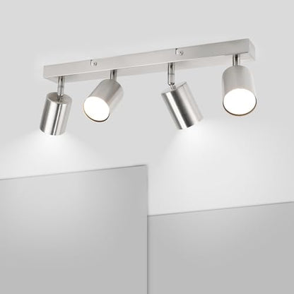 Ketom Adjustable 4 Way Ceiling Spotlight Fitting - GU10 LED Ceiling Light Rotatable - Indoor Spotlights Ceiling Lights - Modern Matt Nickel Metal Ceiling Spotlight - GU10 Bulb Base - Bulb Not Included