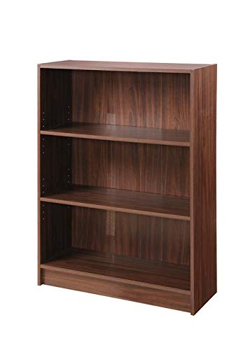 Timber Art Design Bookcase Storage Wall Mount Low Wide Storage Organiser Display Shelving Walnut Effect for Living Room Home Office Study Furniture