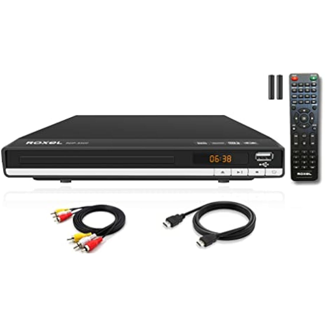 Roxel RDP-S500 DVD Player with HDMI Cable for TV, Multi Region DVD Player with USB Port, Remote Control, CD Player with FULL HD HDMI and RCA Port