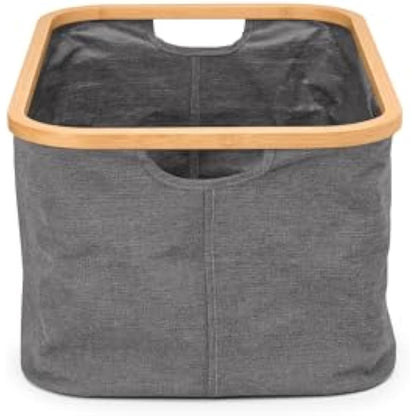 Brabantia - Foldable Laundry Basket 40L - Water Resistant Hamper for Wet & Dry Laundry - Storage Basket for Clothes & Linen - Bamboo Rim for Easy Grip - Garment Washing - Home Accessory - Pepper Black