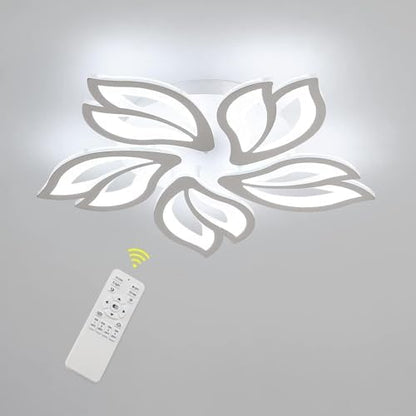 Comely LED Ceiling Light Dimmable, 45W Flower Chandeliers Ceiling Light with Remote Control Colour Changing Bedroom Ceiling Lamp, 5 Leaves Modern Ceiling Lighting for Living Room Dining Room