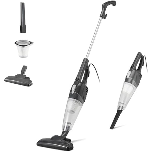 Amazon Basics 2-in-1 Corded Upright Vacuum Cleaner, ECO Motor, HEPA filtration, Lightweight Stick, Black