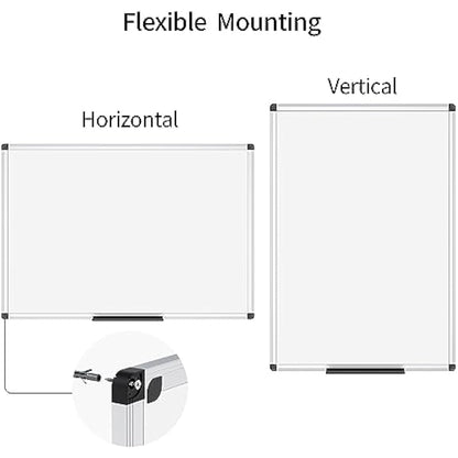 VIZ-PRO Magnetic Whiteboard Silver Aluminium Frame, W90xH60CM