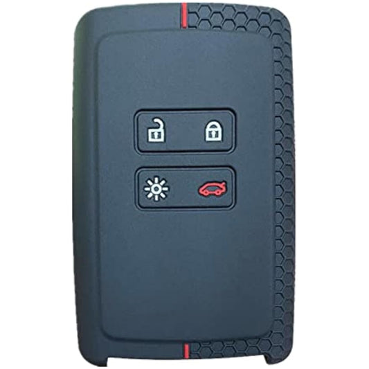 Happyit Silicone Car Key Cover Cases for Renault koleos Kadjar 4 Buttons Remote Control Skin Shell (Black + Red)