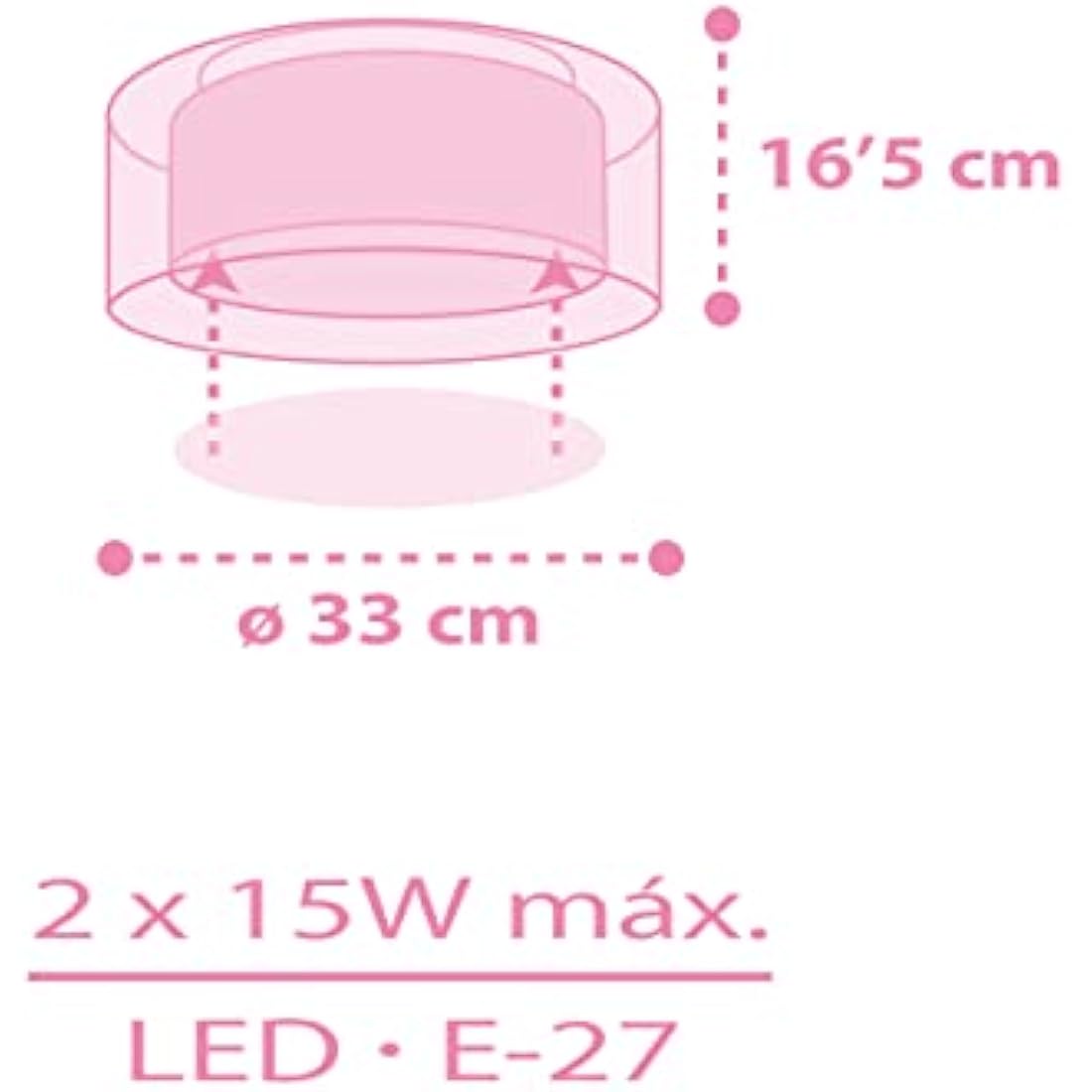 Dalber Children's Ceiling Light for Unicorns, Animals, Pink