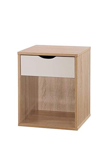 Timber Art Design UK Bedside Cabinet with 1 Drawer Chest Cabinet Storage Unit Nightstand Table Modern Furniture for Living Room, Bedroom, Hallway,