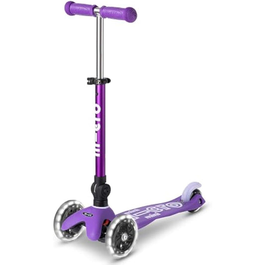 Micro Scooters | Mini Micro Deluxe LED Children's Scooter | Handlebar Adjustable & Foldable | Extra Grippy Deck | Weather Tested Stem | Light Up Wheels | Foldable | 2-5yrs | Boys & Girls