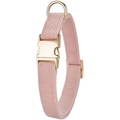 YUDOTE Ultra-soft Dog Collar Natural Cotton Corduroy Made for Small Dogs with Sensitive Skin,Dusty Pink
