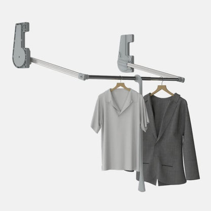 Decoranddecor Adjustable Pull Down Wardrobe Rail, 750mm-1150mm, 15kg Capacity Clothes Rail with Soft Close, Hanging Rail for Sliding and Hinged