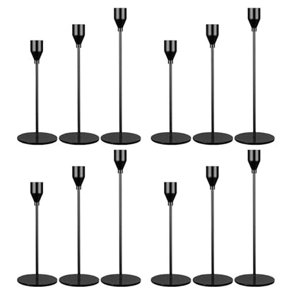 Set of 12 Black Candlestick Holders for Taper Candles,Black Candle Holder Fits 3/4 inch Thick Taper Candles,Tall Candlestick Holders for Wedding,