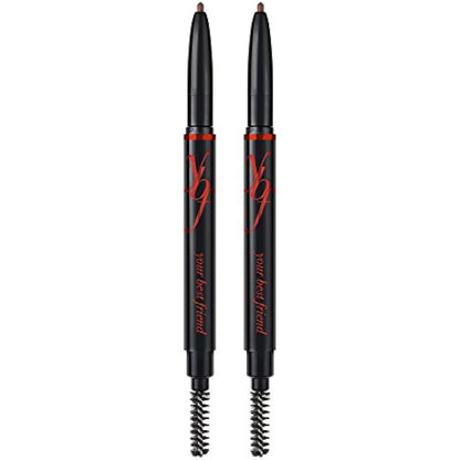 ybf Beauty Universal Automatic Eyebrow Pencil Duo - For All Natural Hair Colors & Skin Tones - Dual-Ended Brow Pencil With Spoolie Brush - Paraben-Free and Cruelty-Free - Taupe - 2 x 0.005 Oz