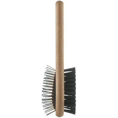 Mikki Bamboo Combi Brush, for Grooming Dog, Cat, Puppy with Smooth Short and Medium Hair Coats, Handmade from Natural Sustainable Bamboo, Small,Brown