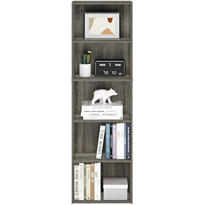 Furinno Luder 5-Tier Reversible Color Open Shelf Bookcase, French Oak