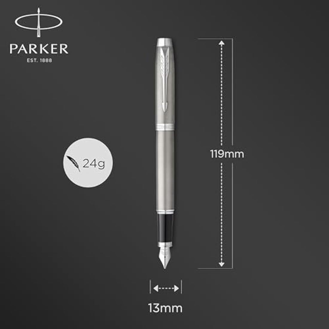 Parker IM Duo Gift Set with Ballpoint Pen & Fountain Pen | Stainless Steel Chrome Trim | Blue Ink Refill & Cartridge | Gift Packaging