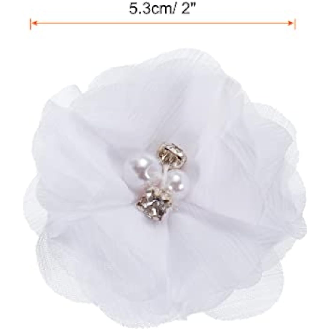 sourcing map Artificial Rhinestone Chiffon Flower Heads, White Faux Flowers 2 Inch for DIY Craft Wedding and Party Decoration Pack of 20