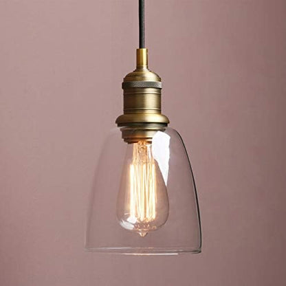 Yosoan Lighting Industrial Pendant Light Fittings with Glass lampshade, Loft Bar Edison Hanging Ceiling Lights Chandelier for Kitchen Island Living Room Dining Room Front Mirror (Antique)