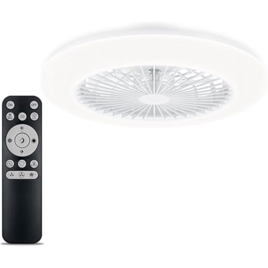 Philips LED Round Flat Fan Light 25W+60W with Remote Control [25W+60W - White] for Indoor Home Lighting, Living Room, Study, Office, Bedroom